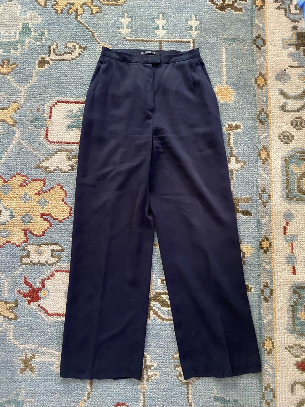 Lafayette 148 New York Deep Navy Wide-Leg Trousers
